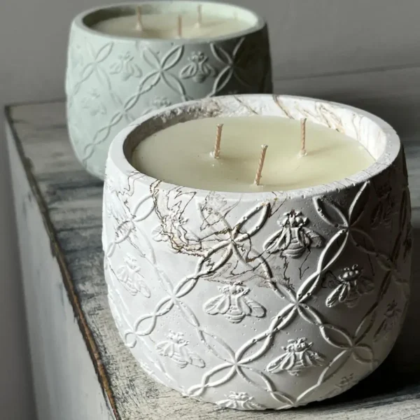 נר בטון כוורת בעבודת יד